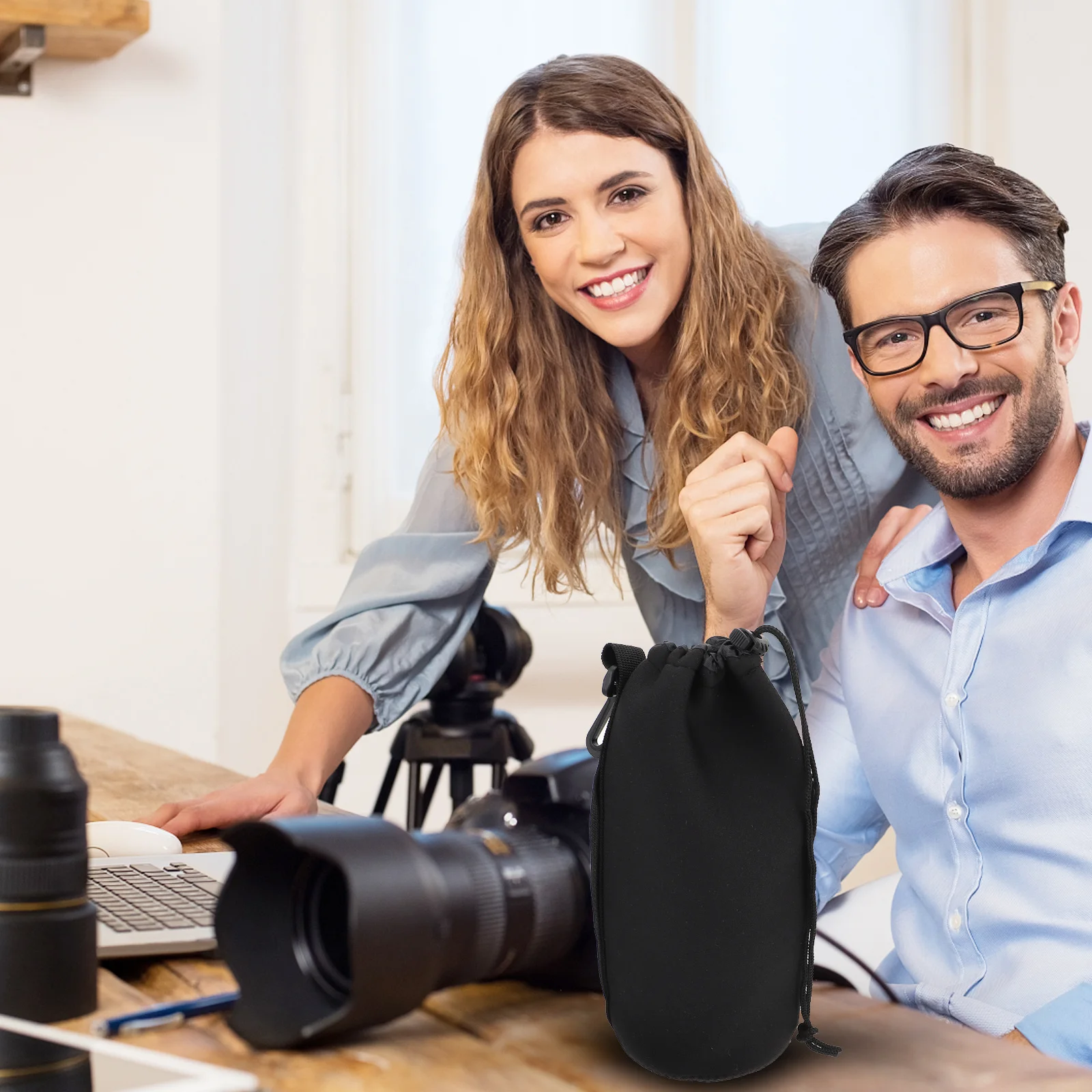 2 قطعة عدسة الكاميرا النيوبرين حافظة واقية حساسة اليد الشعور لينة ومرنة قابل للتعديل تصميم عدسة كيس مزموم