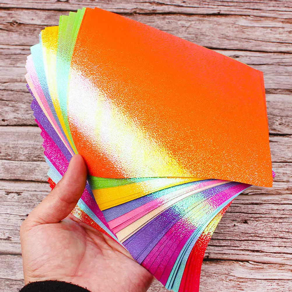 100Pcs Sparkling Folding Paper Origami Supplies Eco Friendly Non Fragile Colorful Craft Paper for Learning DIY Handicrafts