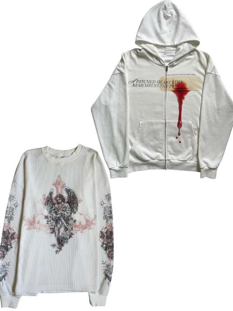 Primavera e verão 2026 tops estilo retro masculino e feminino Y2k tops padrão de roupas de corte feminino camiseta gótica, jogo da parte superior do c