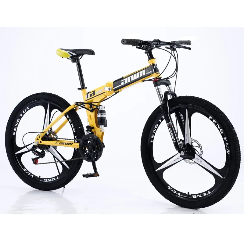 High Carbon Steel Folding Mountain Bike 24/26 Inch Double Shock Absorption One Wheel Folding Mountain Bike For Adult