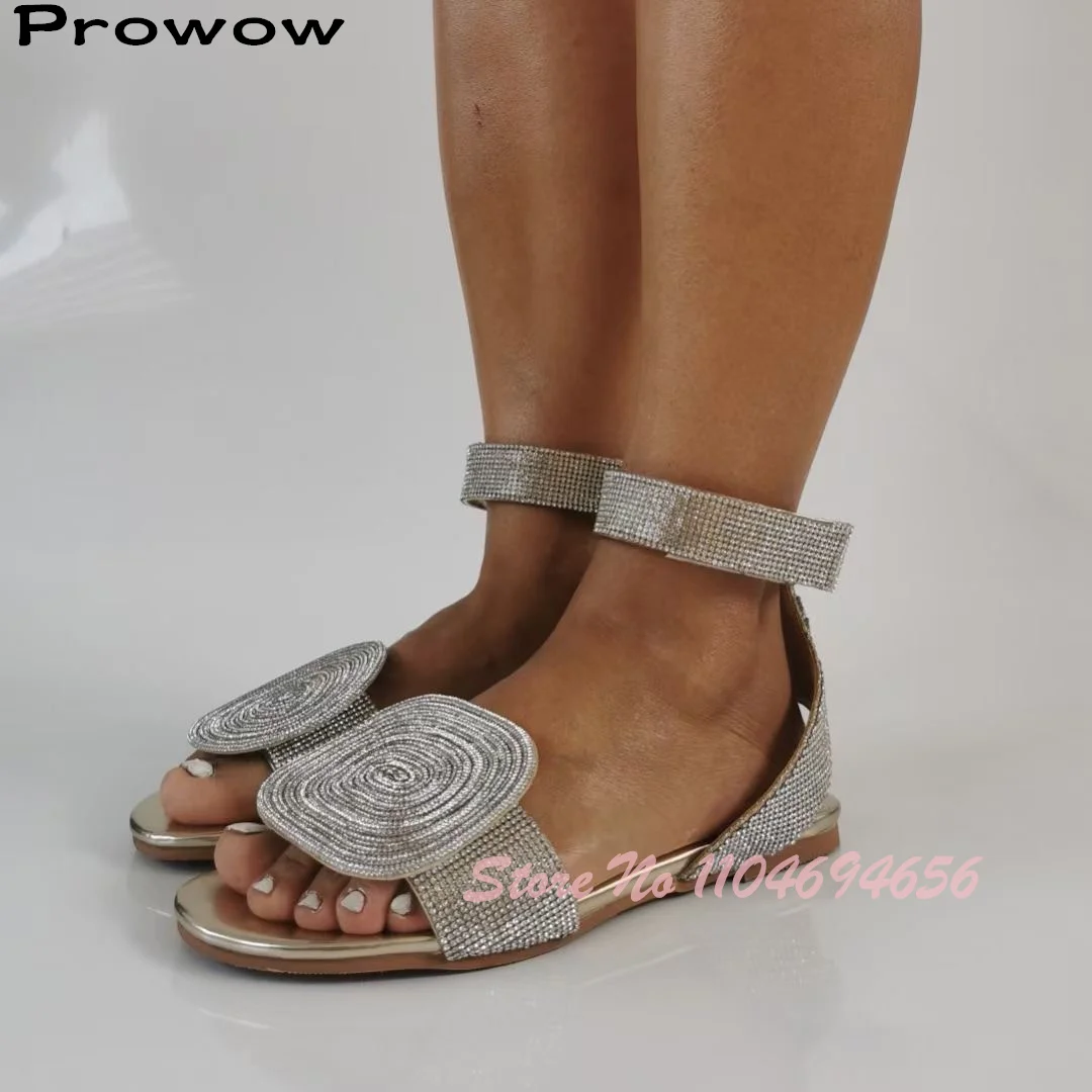 

Prowow блестящие сандалии со стразами, летняя пляжная обувь для отдыха для девочек, женская обувь Zapatos Mujer