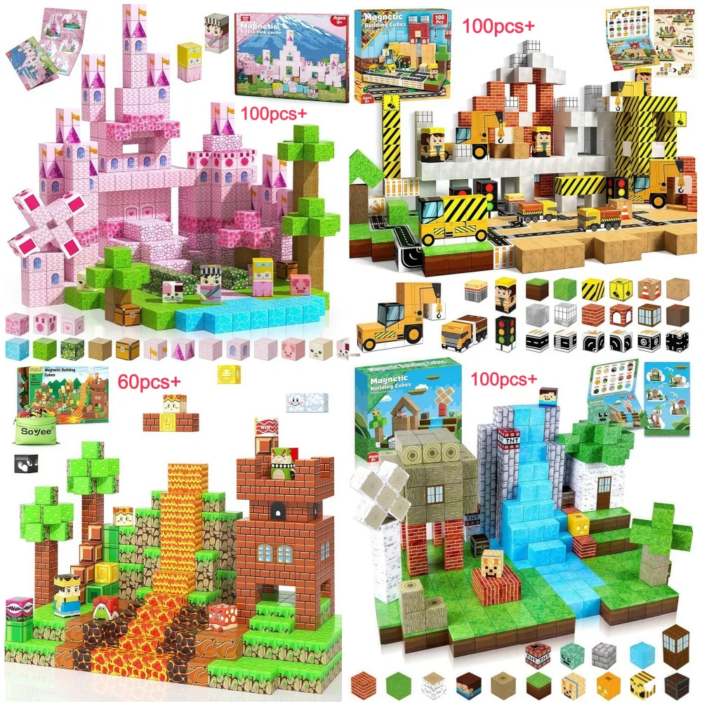 펀신이 새로운 교육용 자석 블록 장난감, 어린이 생일 크리스마스 선물, 거리 장면 빌딩 모델