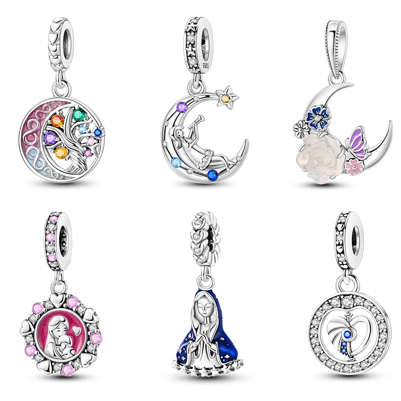 

Fit Pandora 925 Original Bracelets 100% 925 Sterling Luminous Moon Virgin Mary Mother Life Tree Charms Beads Fashion DIY Jewelry