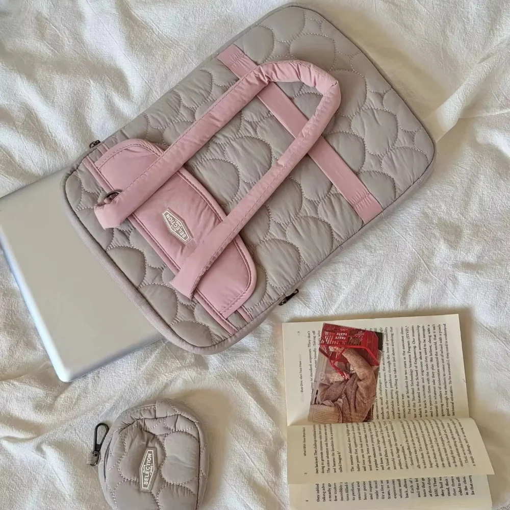 Cute Girly Laptop Shoulder Bag 13/14/15 Inch for Macbook Huawei Samsung with Small Bag Included Stylish Protective Case