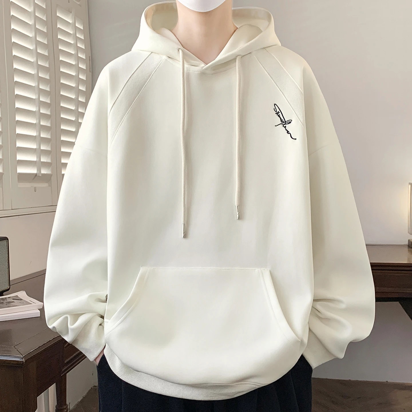Casual Men's Cotton Hoodies 2026 Spring Autumn Hooded Sweatshirts Outdoor Solid Hoody Tops Clothing Youth Sportswear Pullovers view 2