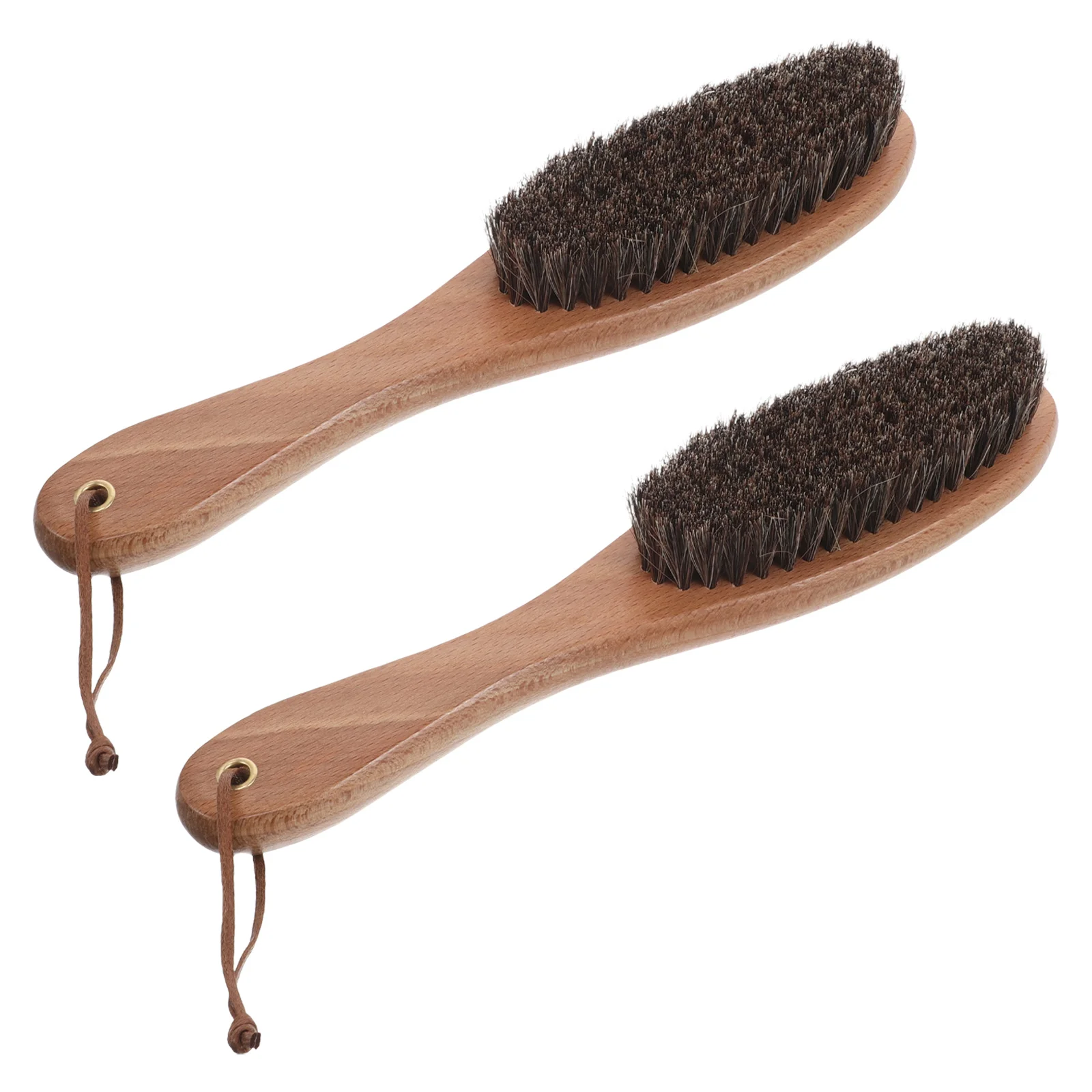 

2 Pcs Horse-hair Beech Brush Shoe Cleaning Brushes Care Shoes Dance with Handle Wooden