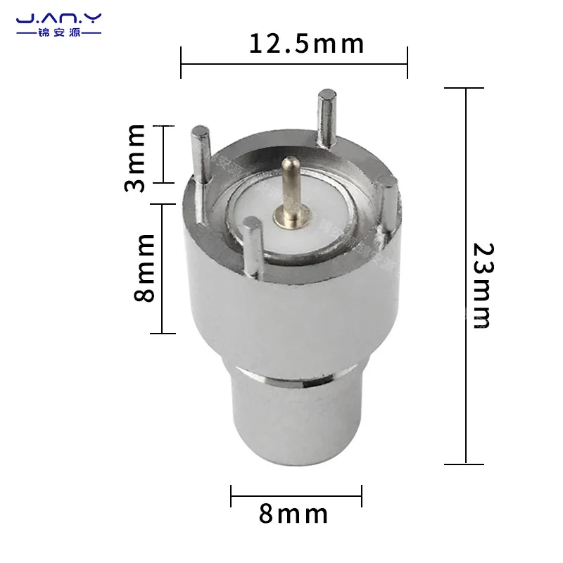 Pure copper 4-pin RCA female socket PCB solder board 4-pin AV lotus female seat vertical audio and video coaxial connector