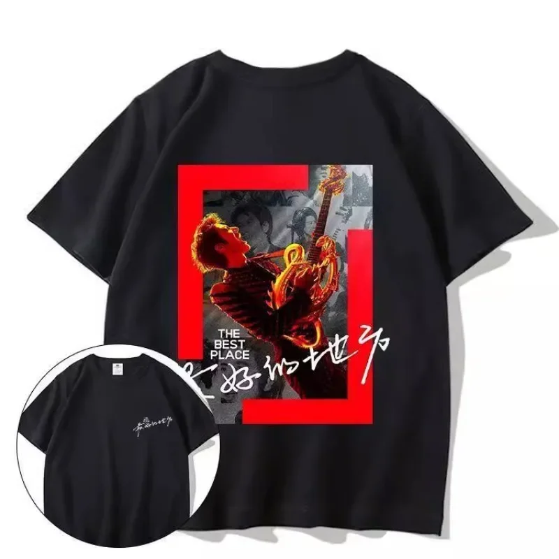 

Wang Leehom 2025 Concert Cotton Short Sleeve Loose Top Women Summer T Shirt Men for Fans