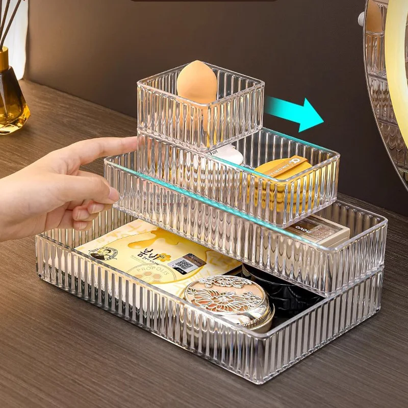 Desk Drawer Organizers Set Plastic Transparent Storage Box Bathroom Storage Makeup Organizer Boxes Clear Storage Box Acrylic Box