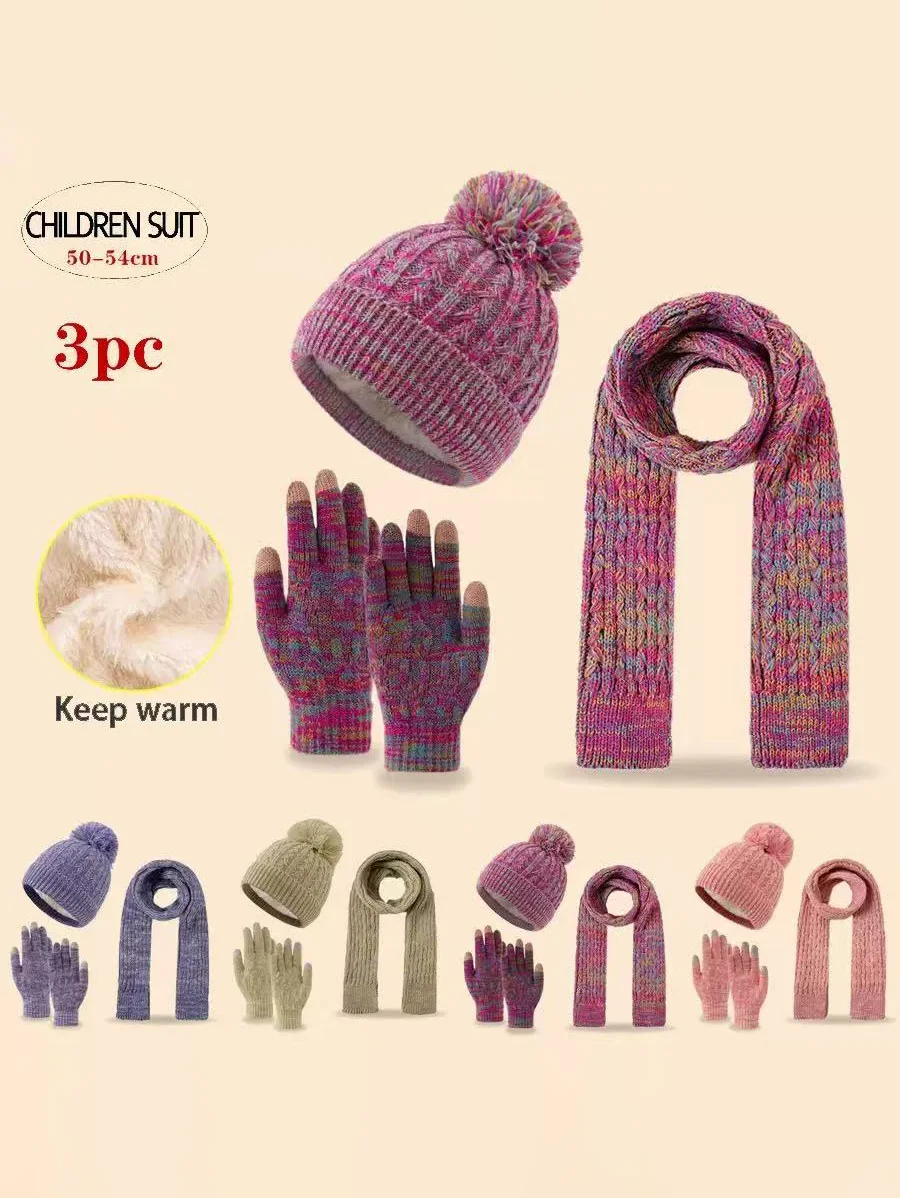 

Утолщенные и флисовые вязаные шерстяные шапки, перчатки, шарфы и шарфы для мальчиков и девочек от Zhongda Tong на зиму