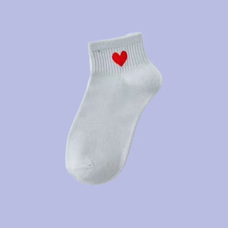 Chaussettes Courtes à Motif de Cœur d'Amour pour Femme, Respirantes, Absorption de la Sueur, Haute Qualité, Nouvelle Collection, 5 Paires