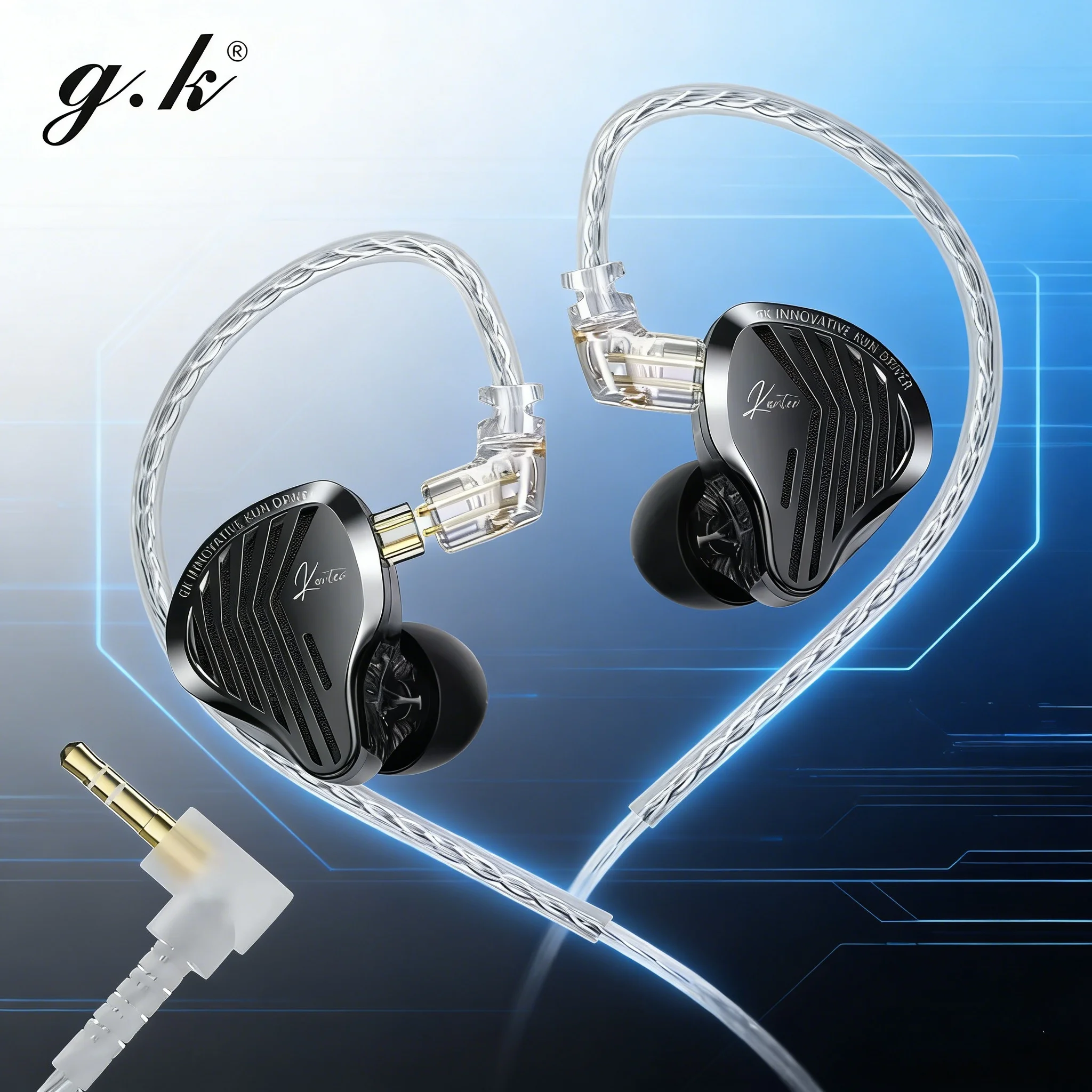 

Оригинальные наушники GK KUNTEN Dynamic Drive HIFI с мощными басами, спортивные металлические наушники-вкладыши, съемные наушники 2PIN Zenith ED