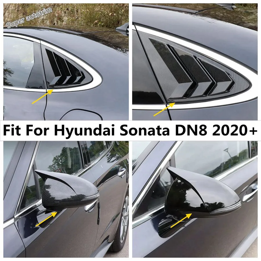 

Door Side View Wing Mirror Ox Horn Rear Window Louver Shutter Cover Trim For Hyundai Sonata DN8 2020 - 2023 Accessories Exterior