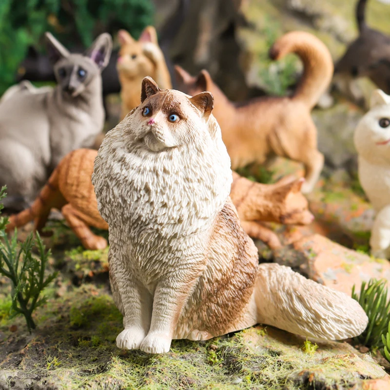 Oenux 4pcs Dog Animals Model Set Action Figure Rottweiler Shiba Inu Persian Cat Siamese Figurines Cute Education Toy Kids Gift