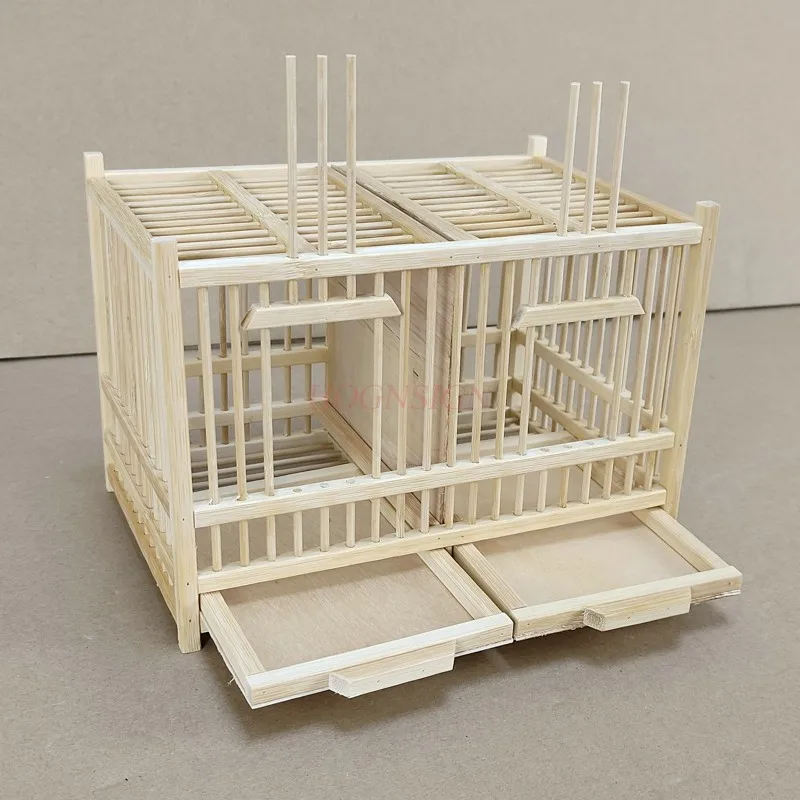 Grasshopper Cage Handmade Bamboo Woven Cricket Cage Double Grid Bamboo Cage Cultural and Playing Insect Cage