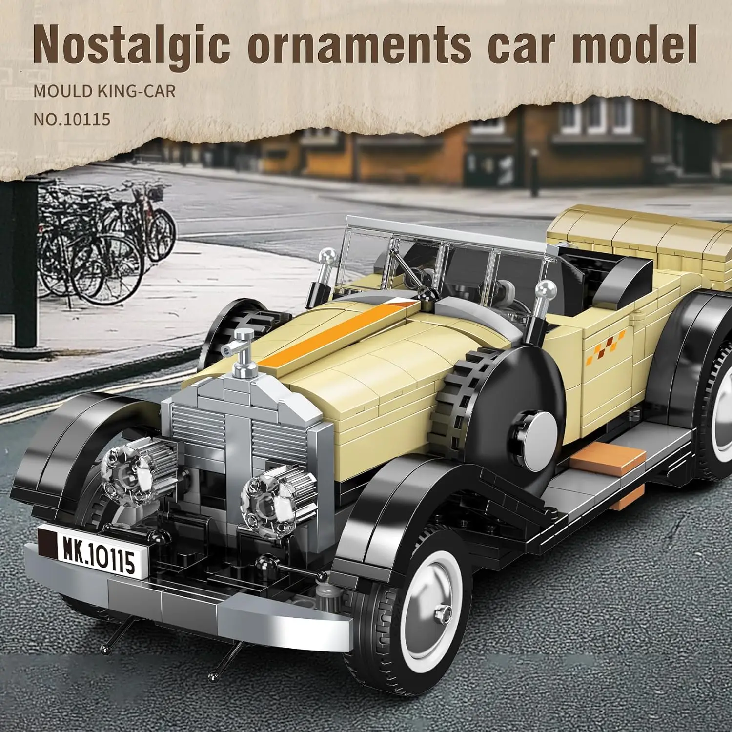 MOLD KING 10115 Creative Fantom รถโบราณทางเทคนิคอาคารบล็อกของเล่นรถสําหรับเด็กผู้ชาย