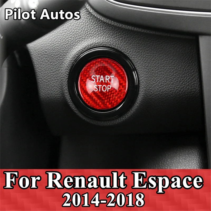 

For Renault Espace Car Engine Start Stop Button Cover Genuine Carbon Fiber Sticker 2014 2015 2016 2018 2018