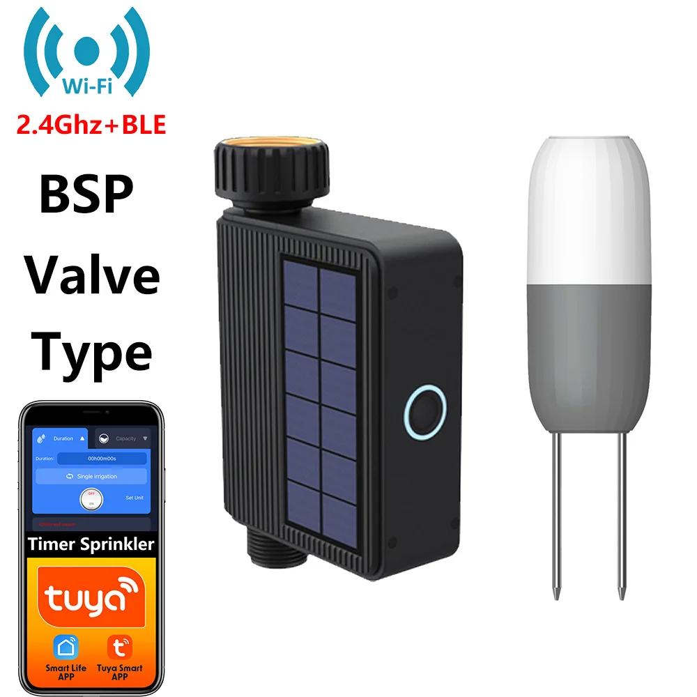 BSP Thread Valve Alexa Google Battery Solar Tuya Smart WiFi Watering Flow Meter Timer Sprinkler Irrigation Systems Soil Detector