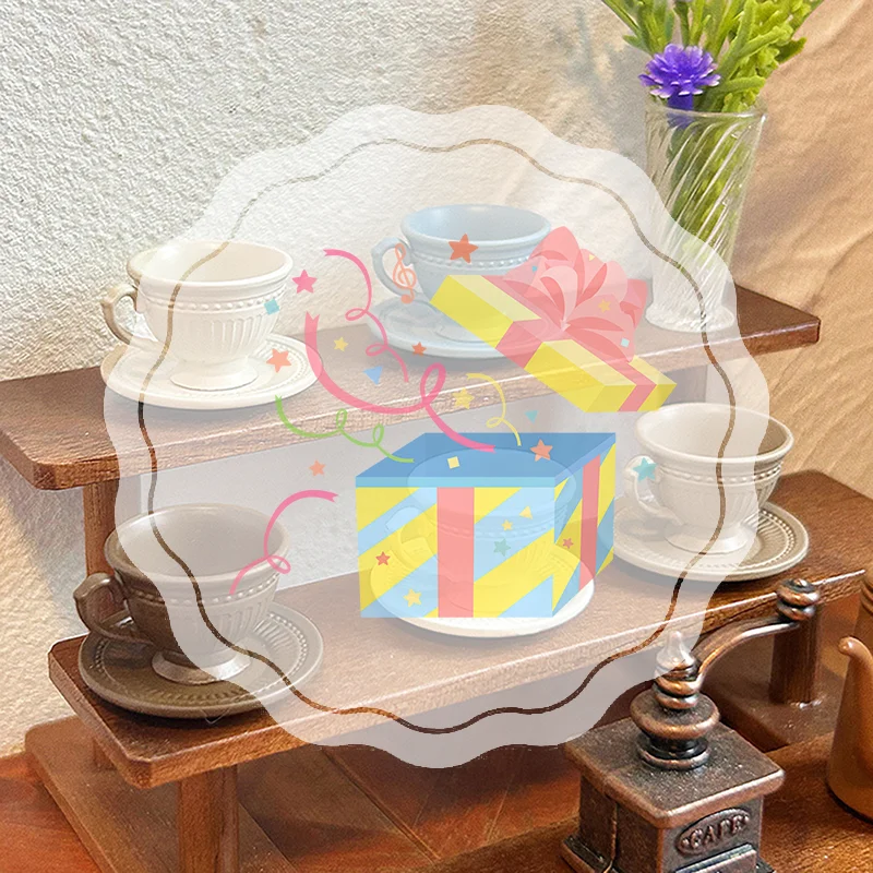 

2PCS Small Luxury French Coffee Cup Plate Set Toy Dollhouse Mini Furniture Model DIY Accessories Miniature Scene Decoration