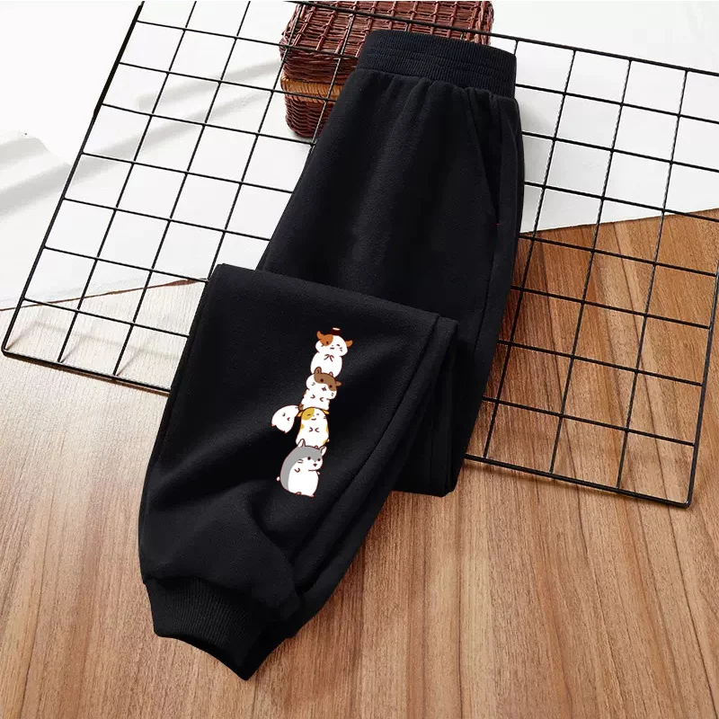 Katze und Maus Cartoon Hose für Kinder Frühling und Herbst Jogginghose Jungen Mädchen Baumwolle Lange Hosen 3-14T – Detail 4