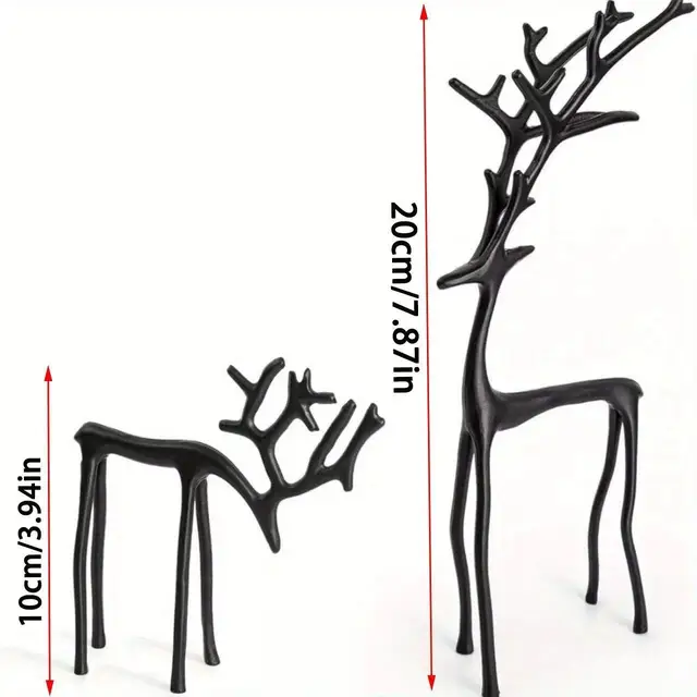Reindeer Statue Set of Two, Christmas Decoration Ornament, Festive Holiday Decor, Perfect Xmas Gift, Home & Office Accent 2