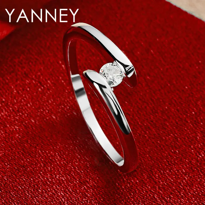 

925 Sterling Silver Simple 7/8/9/10# Sparkling Zircon Ring For Women Fashion Wedding Engagement Charm Gift Jewelry Accessories