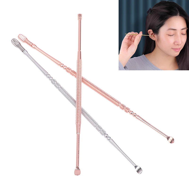 Double End Earwax Remover 360° Cleaner Double Head Ear Wax Removal Cleaning Ear Pick Stainless Steel Ear Care Tools