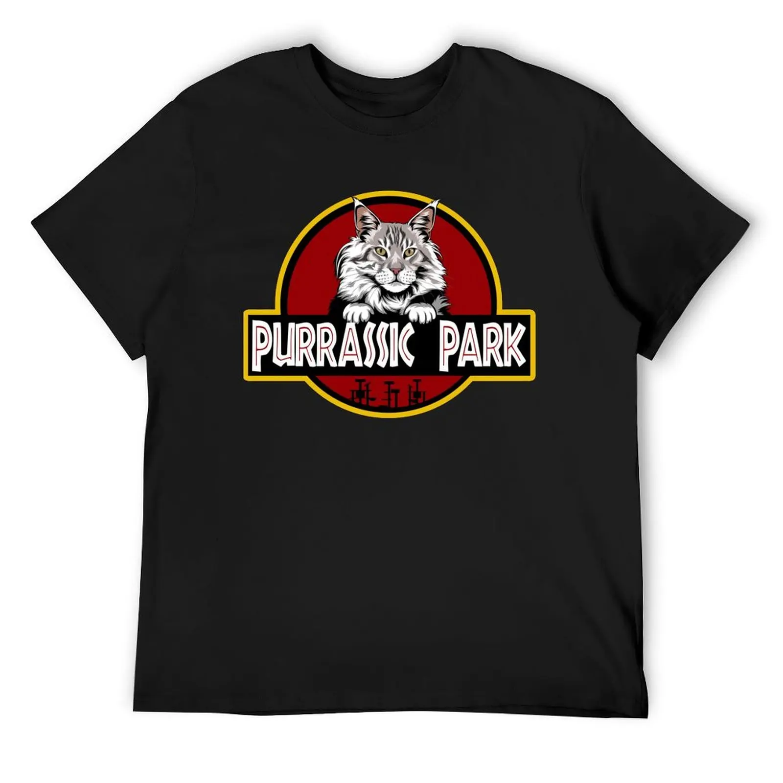 

Funny Maine Coon Cat Purrassic Park T-Shirt cheap stuff anime stuff gifts for boyfriend Men's t shirts