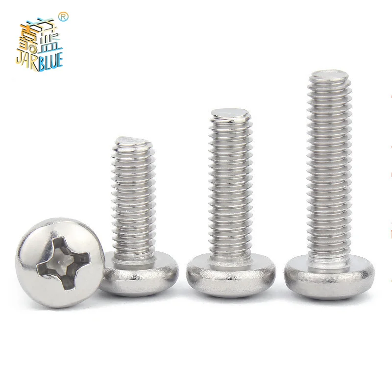 10PCS/LOT Cross Recessed PM Pan Round Head Screws M3 M3.5 M4 M5 M6 M8 M10 A2-70 Stainless Steel Phillips Machine Screw