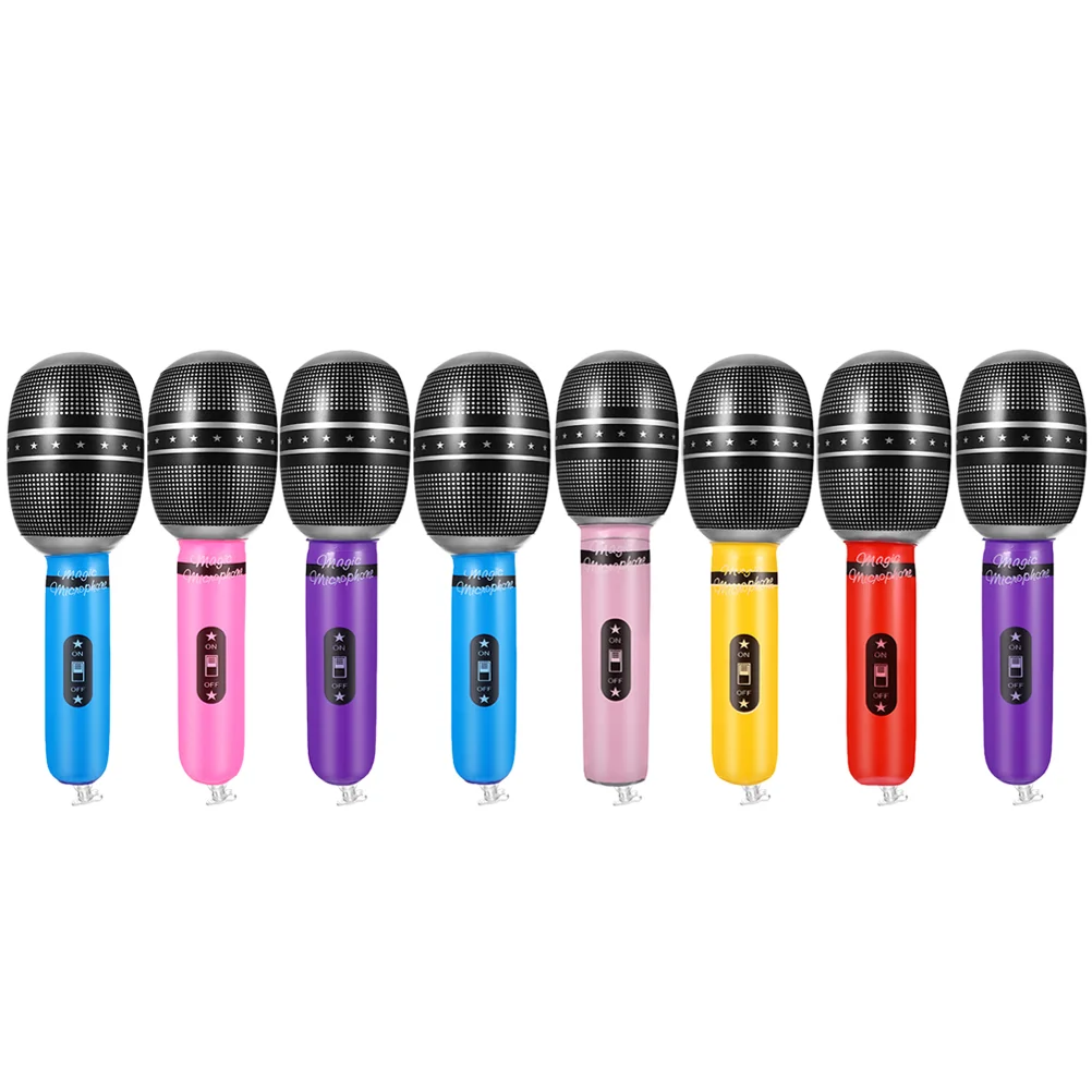

8 Pcs Inflatable Simulation Microphone Pretend Prop Decorate Party Cosplay Props