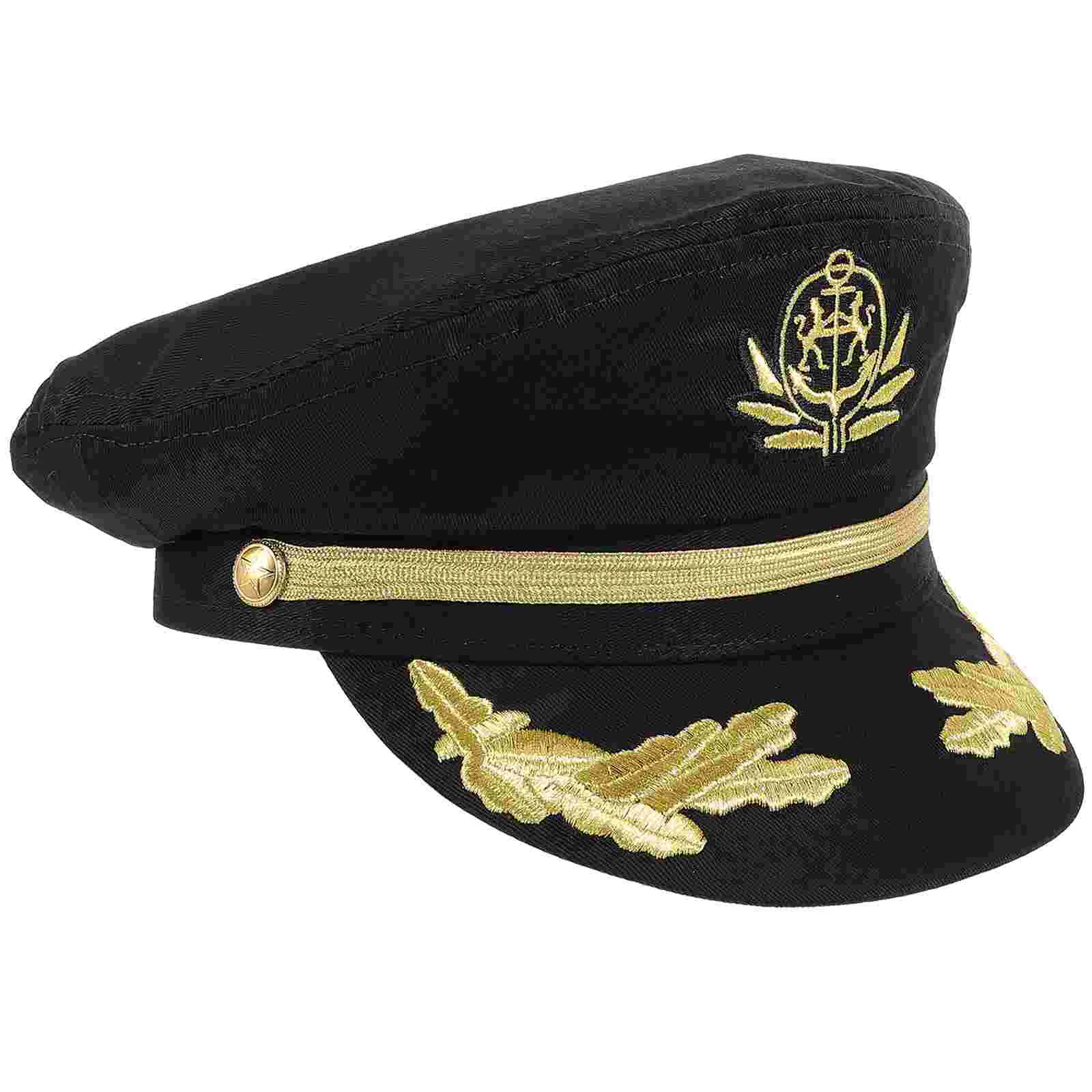 Hats Black European and American Style Captain Navy Sailor Halloween Cosplay (black) for Decoration Outdoor Prom Sun Marine Man