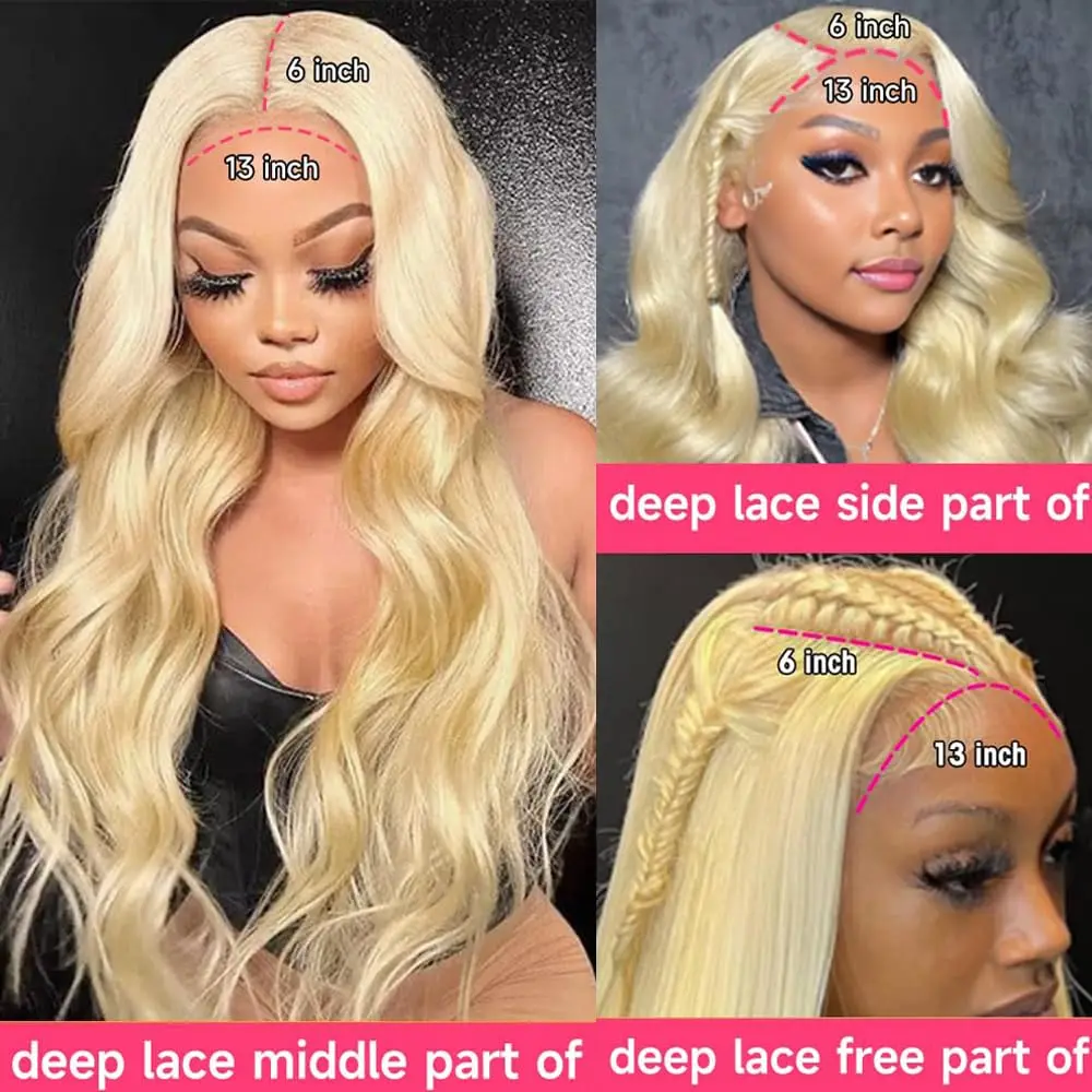 200 Dentisy 613 Honey Blonde 13x6 Transparent Body Wave Lace Frontal Human Hair Wig 30 34Inch Color Lace Front Wigs For Women