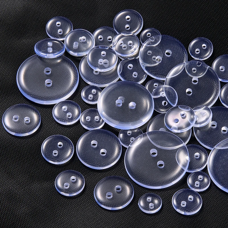 30/50/100pcs Two Hole Transparent Small Buttons Circular Resin Pad Button Shirt Collar Button