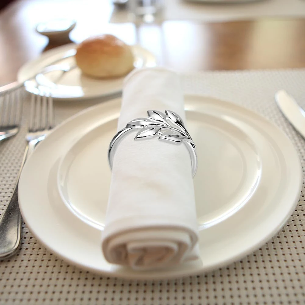 BMBY-30Pcs Leaf Napkin Rings Set,Metal Napkin Ring Holders Buckles For Table Decorations,Napkin Holders For Cloth Napkins