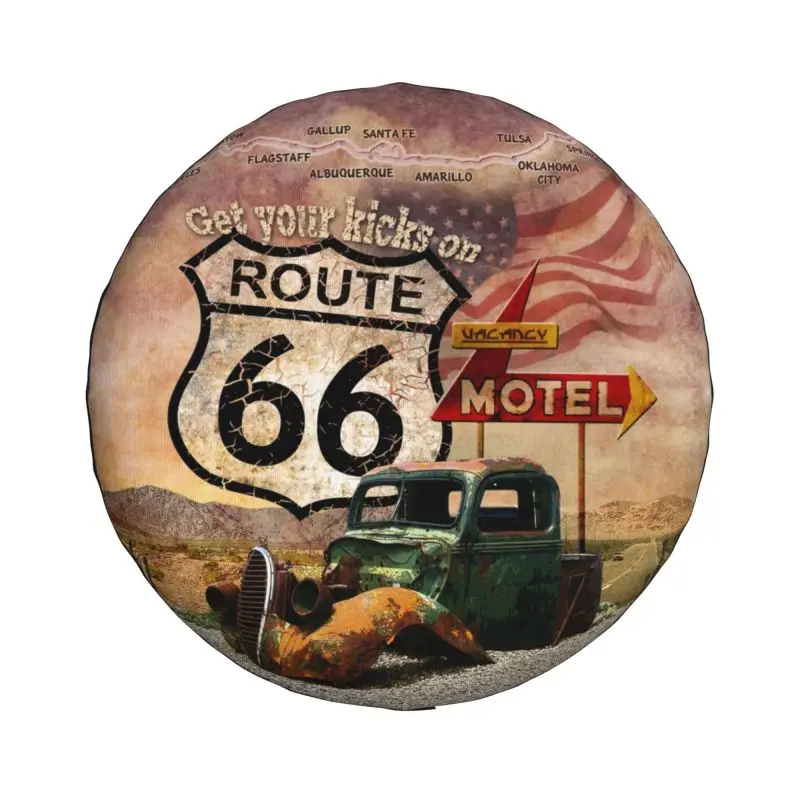 Custom Main Street Of America Tire Cover Trailer Get Your Kicks On Route 66 Spare Wheel Protector for Jeep 14\