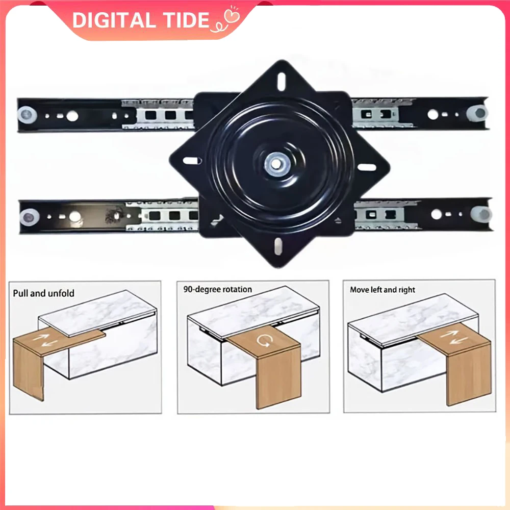 Table Extension Hardware Adjustable Bar Counter Dining Table Guide Rail Suit for Rotating Mid-island Slide Base Telescopic Rail