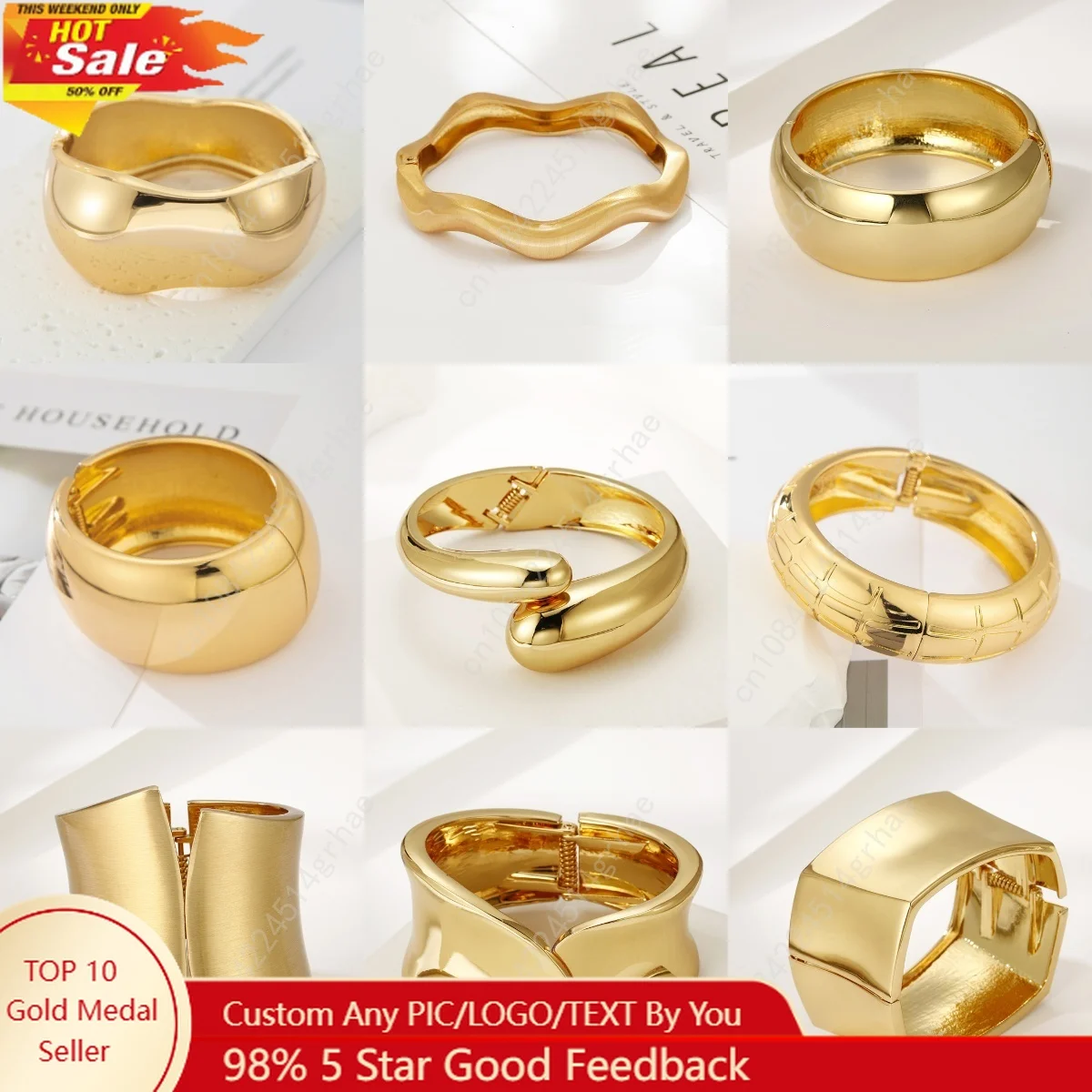 

Multi-style Luxury Gold Color Bangles Bracelet Hip Hop Punk Goth Wide Cuff Bracelets Matching Couple Women Men Emo Party Jewelry