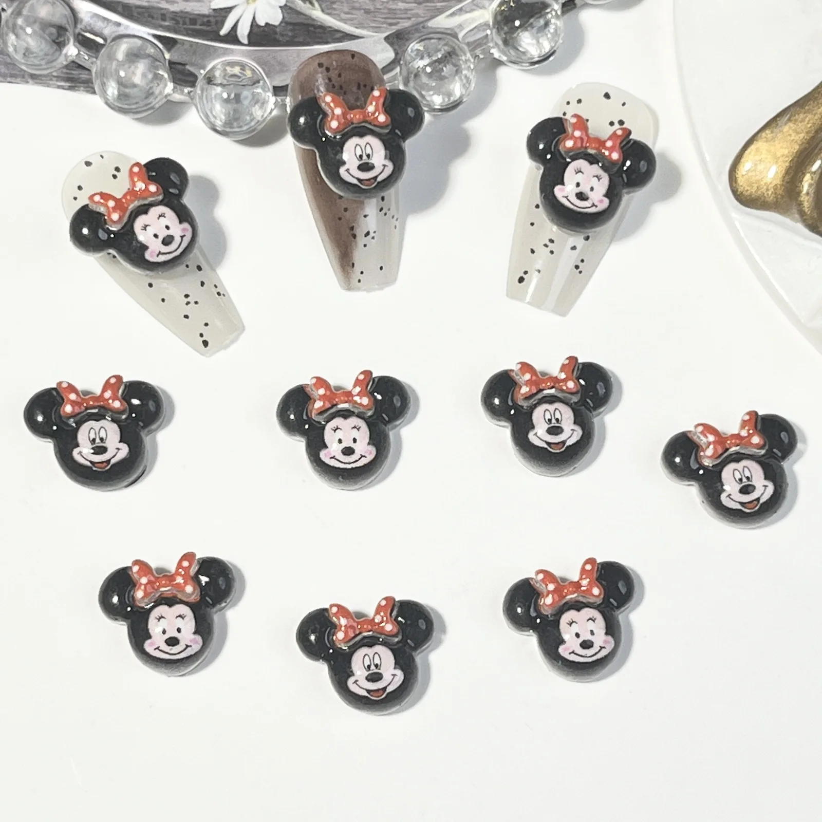 20pcs disney mickey cartoon nail charms for diy nail making cute mini resin flatback nail art decoreation