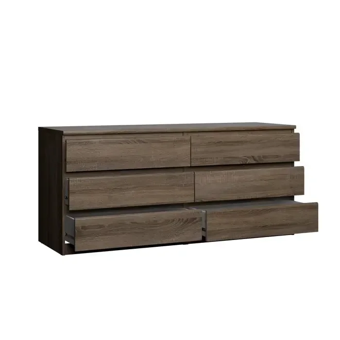 

New Arrival Industrial Style Dresser Closet With 6 Wooden Drawers Bedroom Storage Cabinet With Drawers