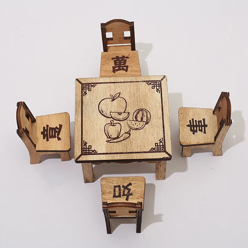 

1 шт./компл. аксессуары «сделай сам», кукольный домик, мини-кухня, деревянный стол и стул, модель для кукольного дома, кухня, мебель для столовой, декор