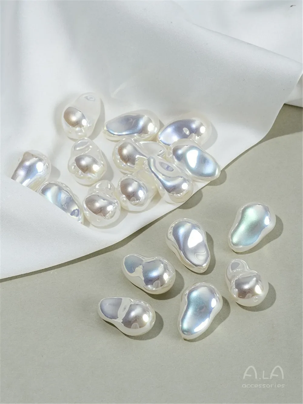 

High-end Special-shaped Baroque Through-hole Imitation Japanese Akoya Seawater Aurora Pearl DIY Handmade Ear Jewelry Material