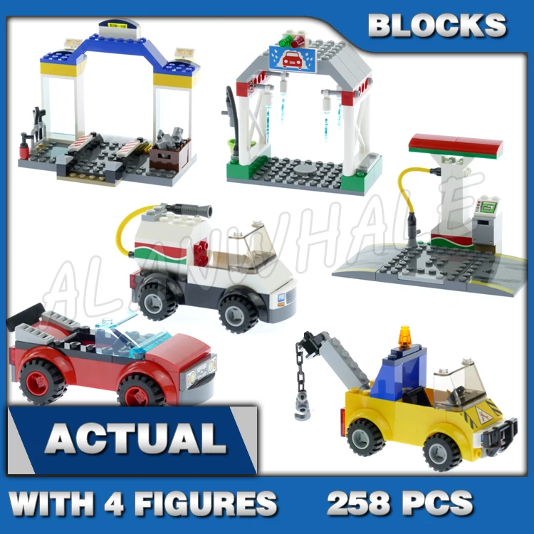 

258pcs City Garage Centre Tow Truck Sports Car Wash Gas Station Pump Tanker 11391 Building Blocks Set Compatible with Model