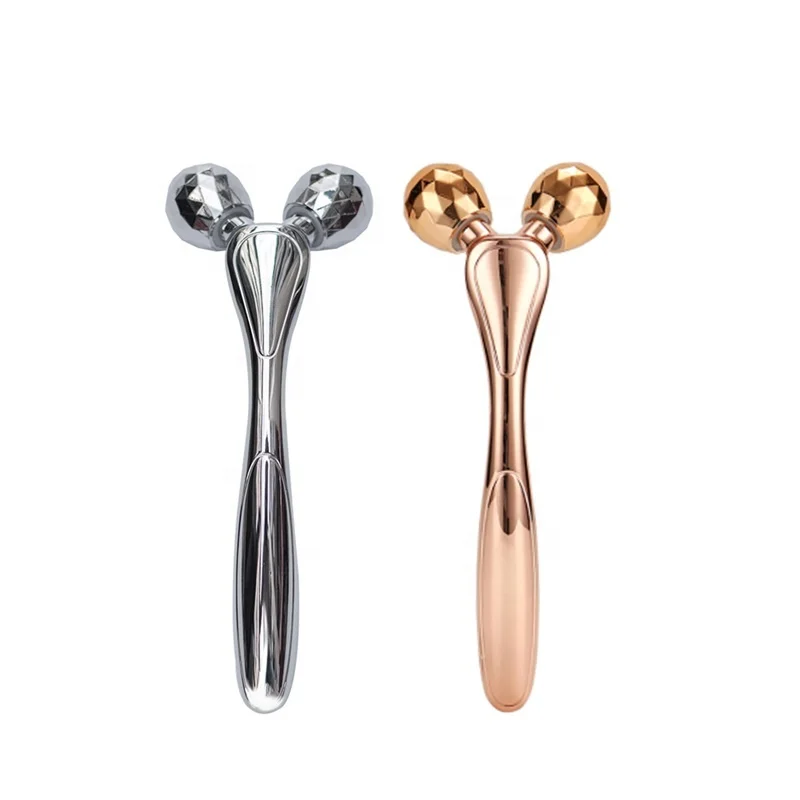 Rodillo de masaje ocular, palo de rodillo de masaje de mano de acero inoxidable, rodillo 3D, masaje facial en forma de V