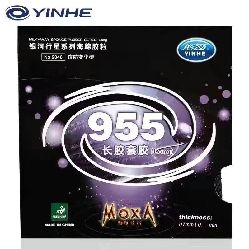 YINHE 955 Tischtennis-Gummi, lange Noppen, Anti-Spin-Ping-Pong-Gummiplatte, 955 OX/0,7 mm Schwamm, professionelles Gummi mit langen Noppen