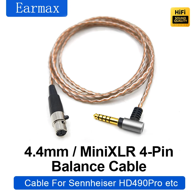 Earmax 4.4mm Jinbao Wire is For Sennheiser HD490Pro Plus Single Crystal Copper Balance Wire MINI XLR Four Pin Upgrade Cable