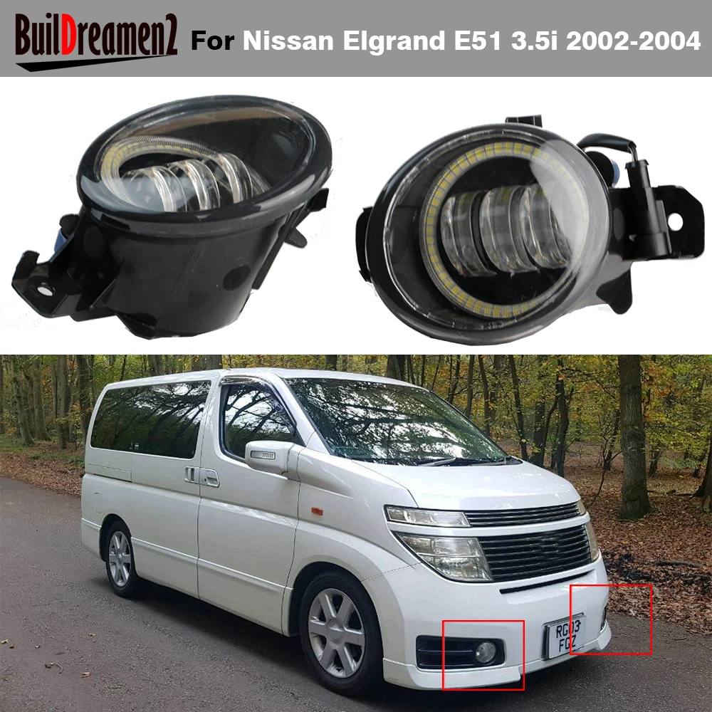 2 X 30W Car Right + Left LED Angel Eye Fog Light DRL Daytime Running Lamp H11 For Nissan Elgrand Carvan E51 3.5i 2002 2003 2004