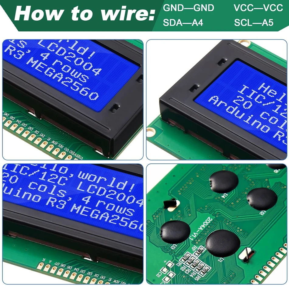 LCD2004 2004 moduł LCD niebieski/zielony/biały ekran 20X4 znakowy wyświetlacz LCD IIC I2C moduł adaptera interfejsu szeregowego dla Arduino