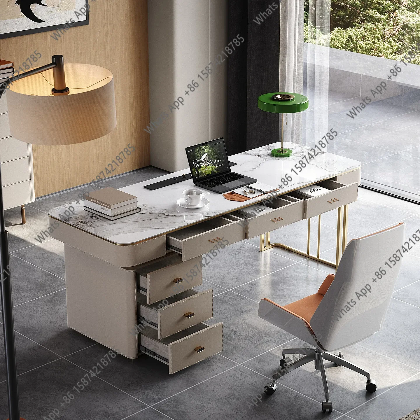 Oo Italian Light Luxury High-end Desk Bedroom Home Office Study Desk With Drawer Living Room High-end Workbench