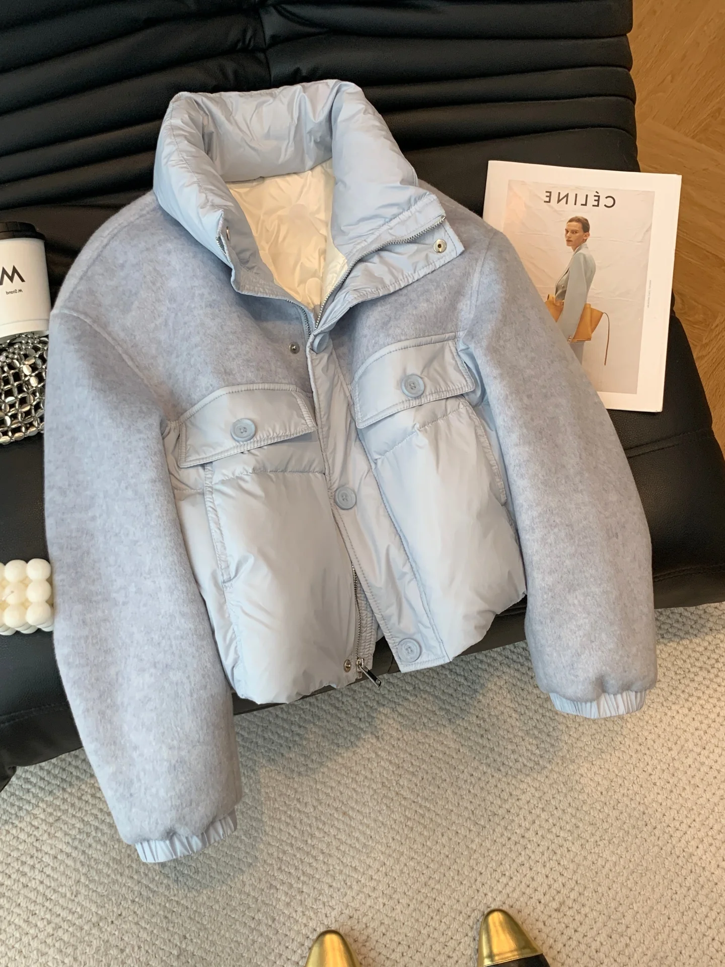 

Retro Stand Collar ort Cotton Jaet Women's Casual Versatile Cotton Padded Top for Autumn Winter Comfortable Loose Fit