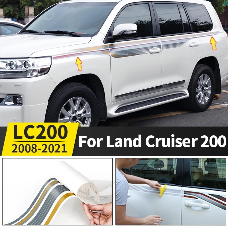 

For Toyota Land Cruiser 200 LC200 Exterior Decoration Accessories Body Kit, Waistline Pattern Stickers Color Stripes 2021-2008